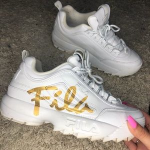 FILA DISRUPTORS w/ Gold Lettering